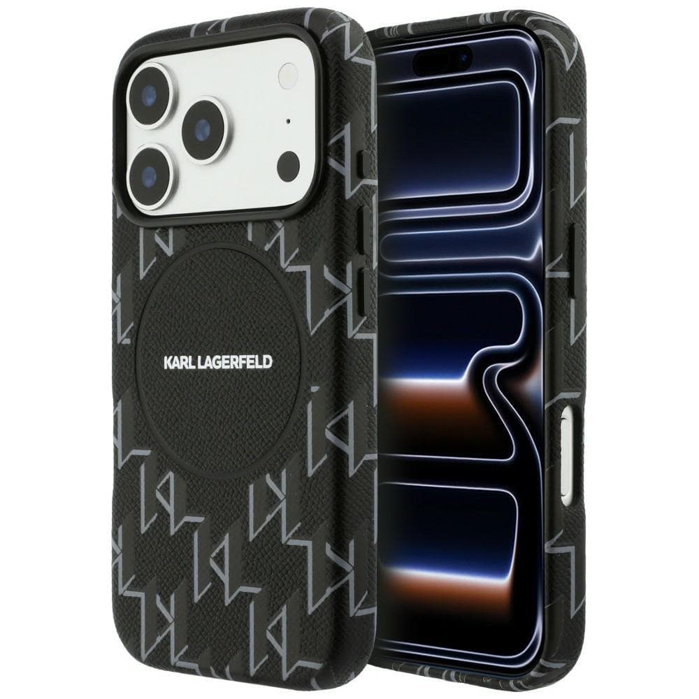 Kryt Karl Lagerfeld Leather KL Monogram Logo MagSafe pro iPhone 17 Pro černý - náhled 1