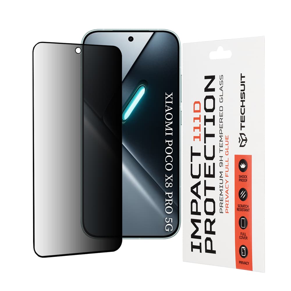 Ochranné sklo Techsuit 111D Privacy Full Glue Xiaomi Poco X8 Pro černé - náhled 1