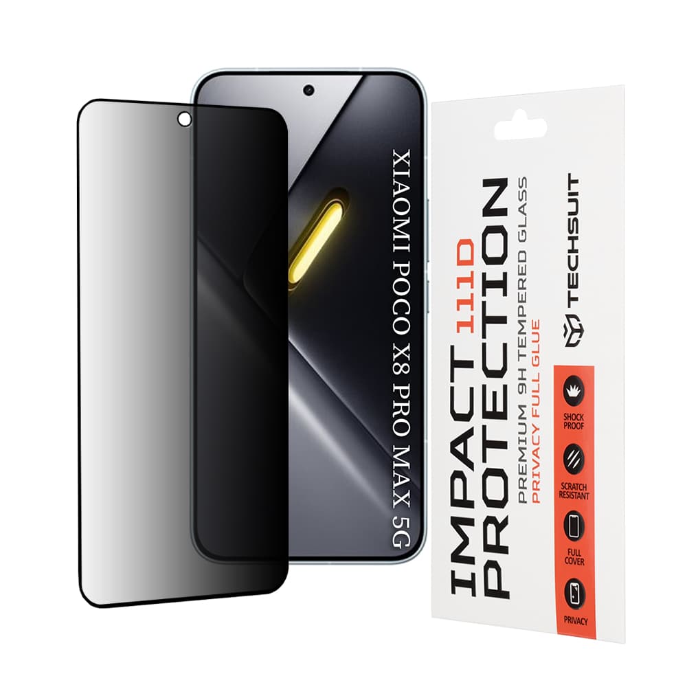 Ochranné sklo Techsuit 111D Privacy Full Glue Xiaomi Poco X8 Pro Max černé - náhled 1
