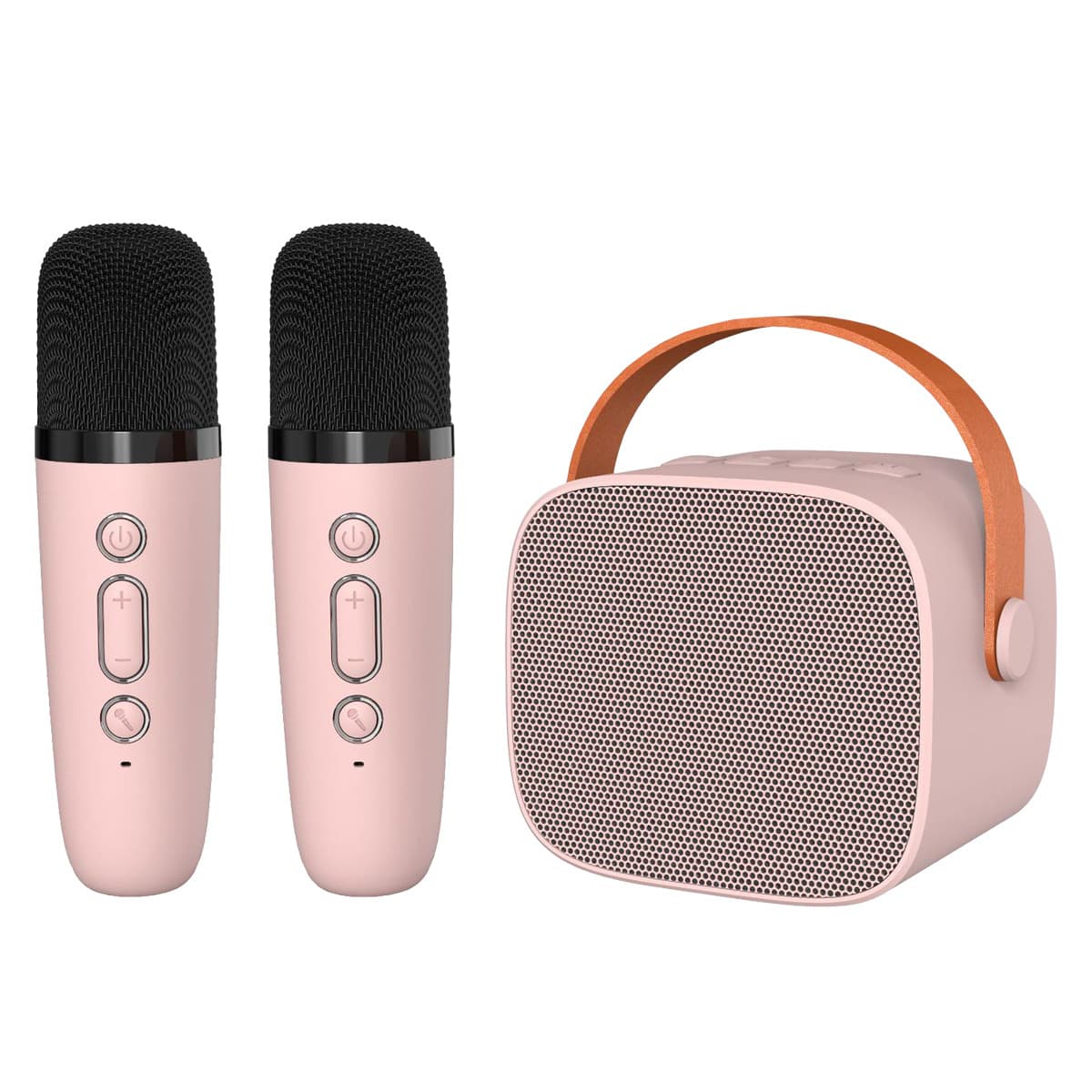 Přenosný Bluetooth reproduktor Blavec WS-07 Karaoke Party s mikrofony růžový - náhled 1