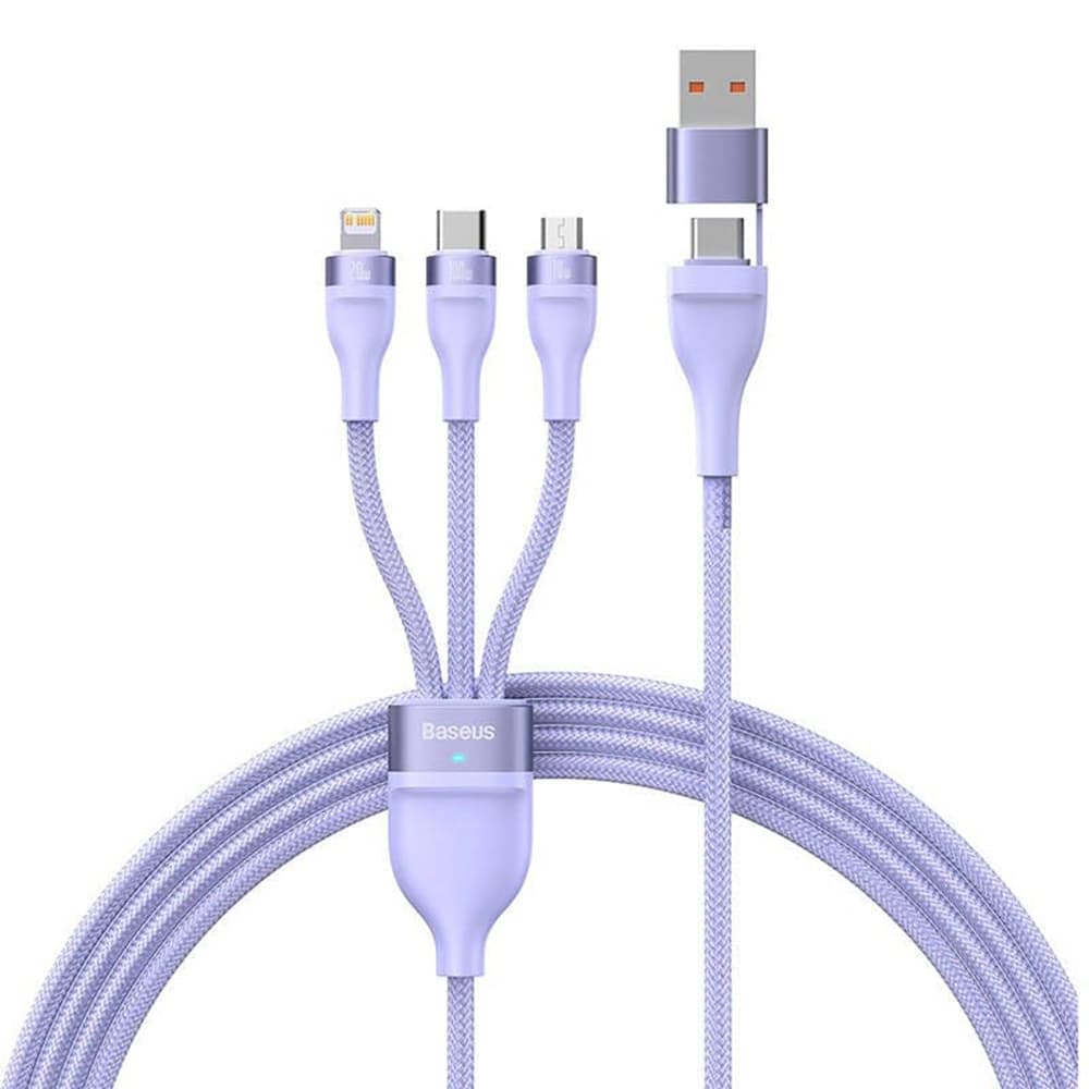 Nabíjecí Kabel Baseus Flash Series 2 s redukcemi (100W / 1.2m) fialový - náhled 1