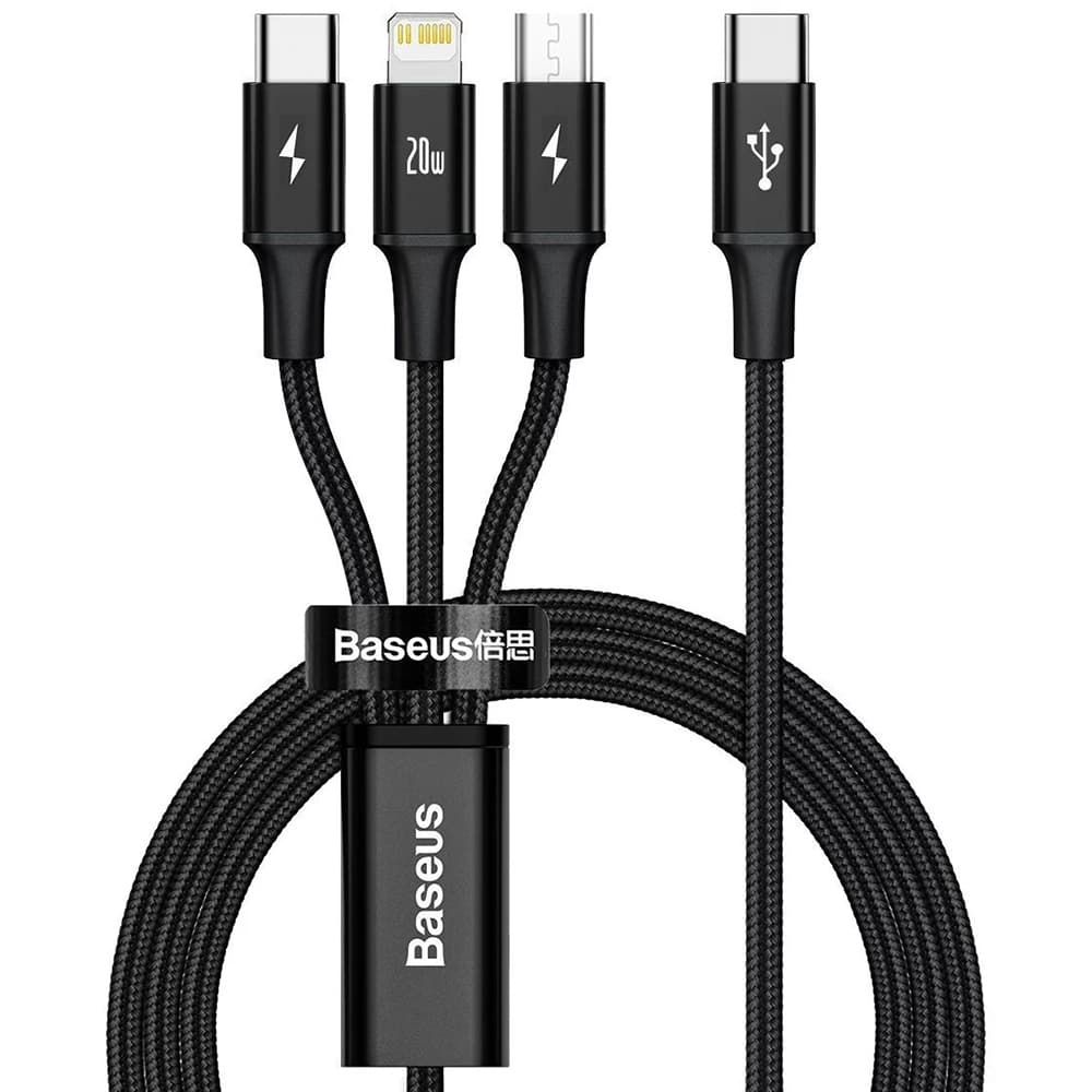 Nabíjecí Kabel Baseus Rapid Series 3v1 (20W / 1.5m) černý - náhled 1