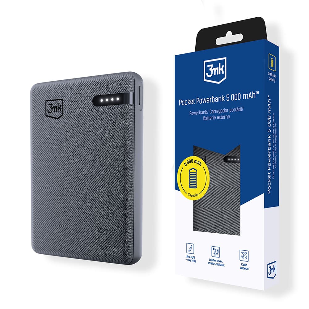 Kompaktní Powerbanka 3mk Pocket Power Bank 5000mAh (12W) černá - náhled 1