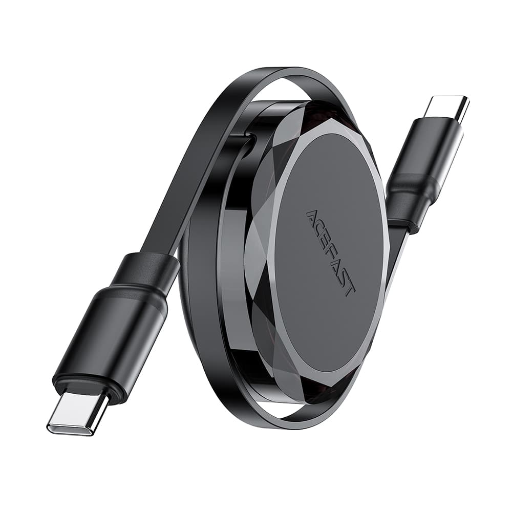 Datový kabel Acefast - Data Cable (C13-03) - Type-C to Type-C, 60W, Dual Retraction Charging Data Cable, Fast Charging, 0.8m - černý - náhled 1