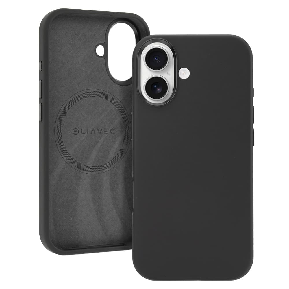 Silikonový kryt Liavec Silky s kovovým rámečkem fotoaparátu pro Apple iPhone 17 černý - náhled 1