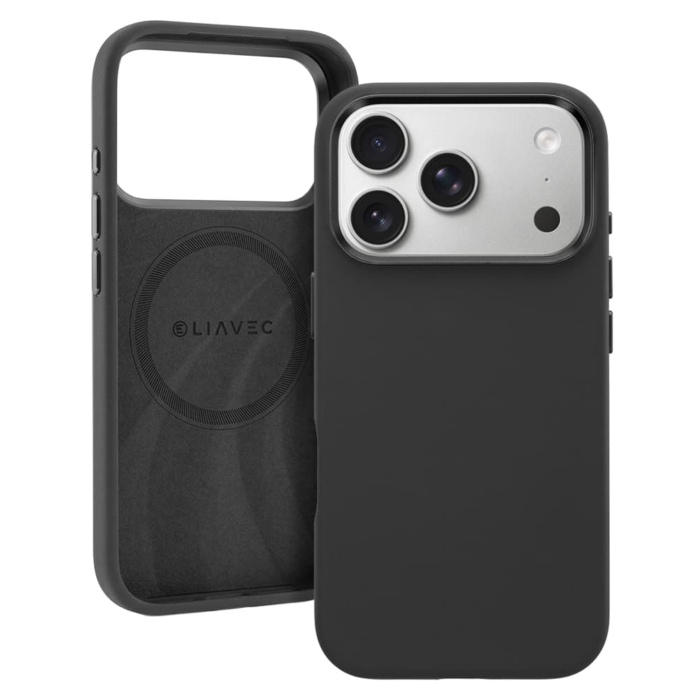 Silikonový kryt Liavec Silky s kovovým rámečkem fotoaparátu pro Apple iPhone 17 Pro černý - náhled 1