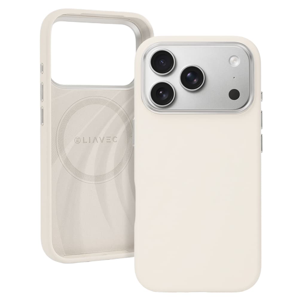 Silikonový kryt Liavec Silky s kovovým rámečkem fotoaparátu pro Apple iPhone 17 Pro Max béžový - náhled 1