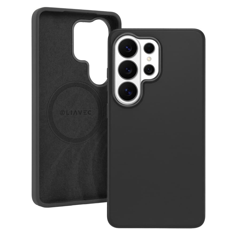 Silikonový kryt Liavec Silky s kovovým rámečkem fotoaparátu pro Samsung Galaxy S26 Ultra černý - náhled 1