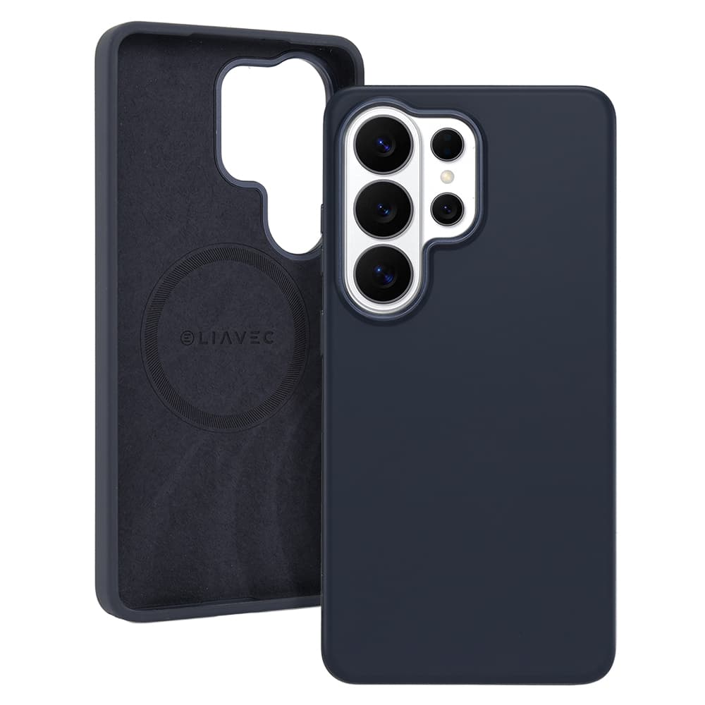 Silikonový kryt Liavec Silky s kovovým rámečkem fotoaparátu pro Samsung Galaxy S26 Ultra modrý - náhled 1