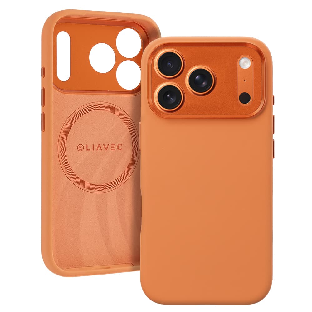 Kryt Liavec Silk Shield s kovovým rámečkem fotoaparátu pro Apple iPhone 17 Pro oranžový - náhled 1