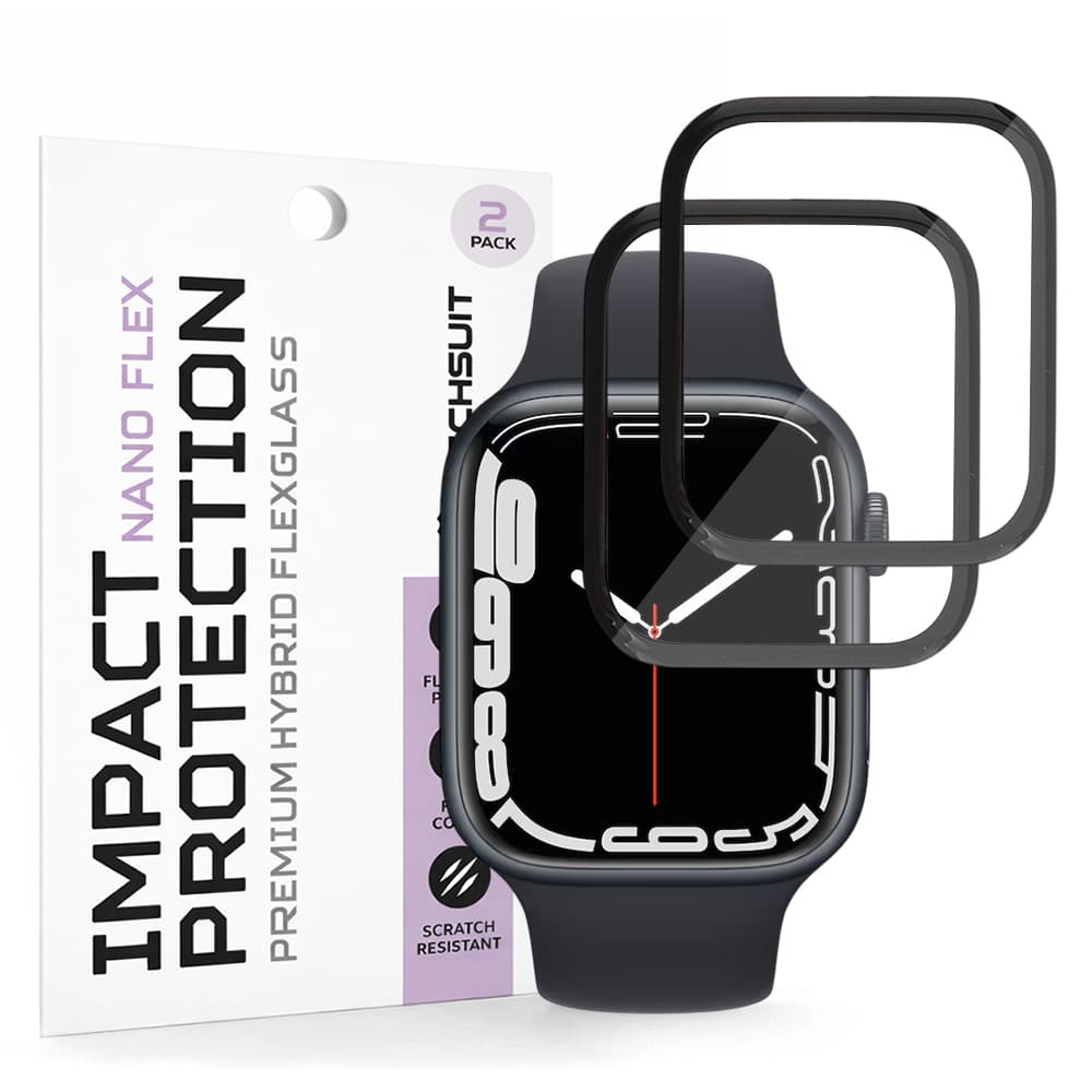Ochranná fólie Techsuit - Nano Flex (2 pack) - Apple Watch 7 / 8 / 9 41mm - černá - náhled 1