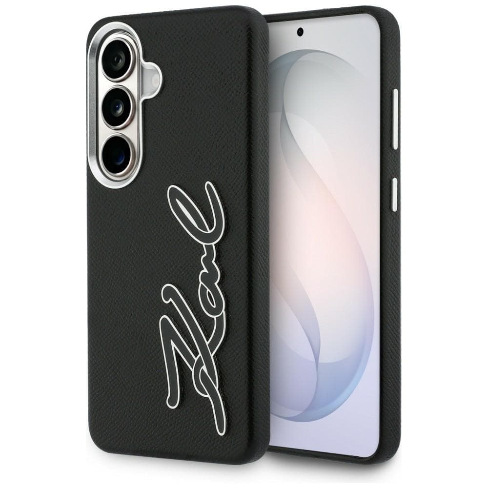 Kryt Karl Lagerfeld - Full Wrapped Grained Leather with Signature Resin Logo (KLHCS26SPGFKSRSK) - Samsung Galaxy S26 - černý - náhled 1