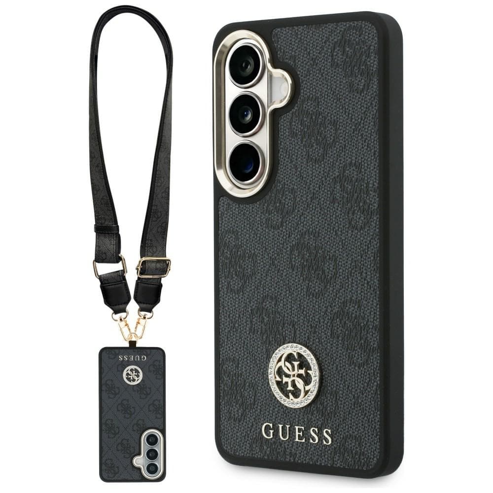 Kryt Guess - 4G Big Rhinestone Triangle Strap (GUHMS26SP4G4DCSK) - Samsung Galaxy S26 - černý - náhled 1