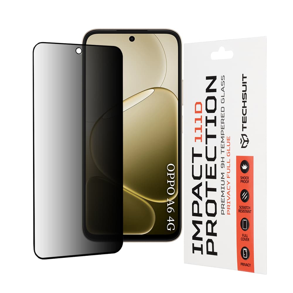 Tvrzené sklo Techsuit 111D Privacy Full Glue pro Oppo A6 4G A6x 4G a A6x 5G černé - náhled 1