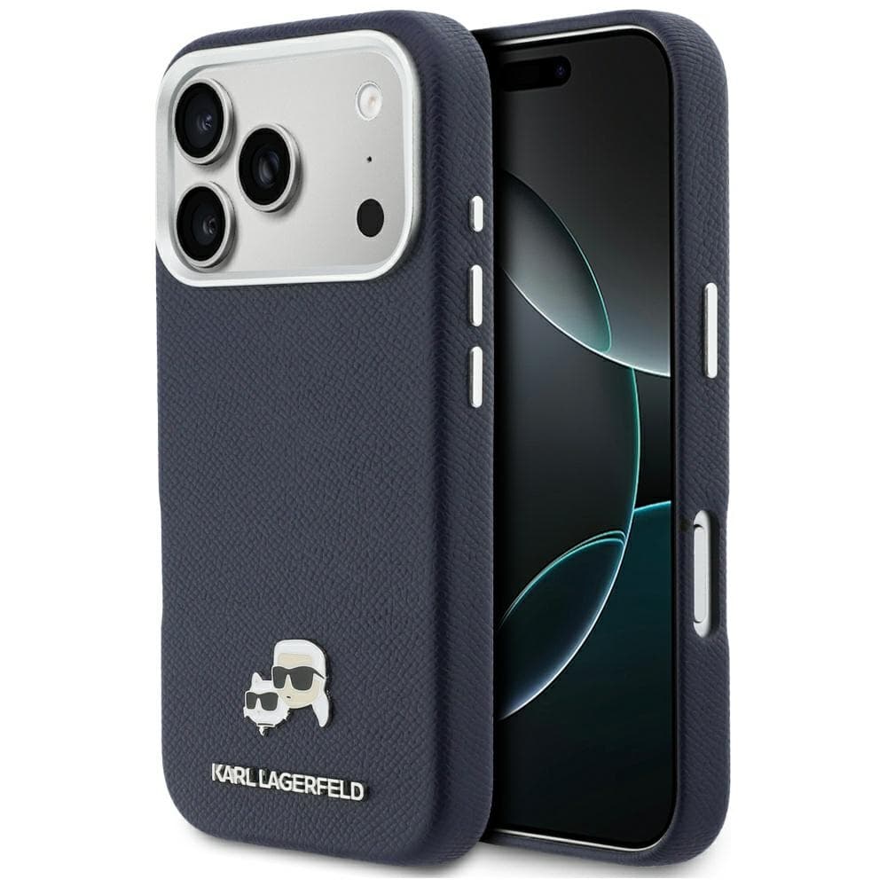 Kryt Karl Lagerfeld Karl Choupette Head Pin Saffiano pro iPhone 17 Pro Max modrý - náhled 1