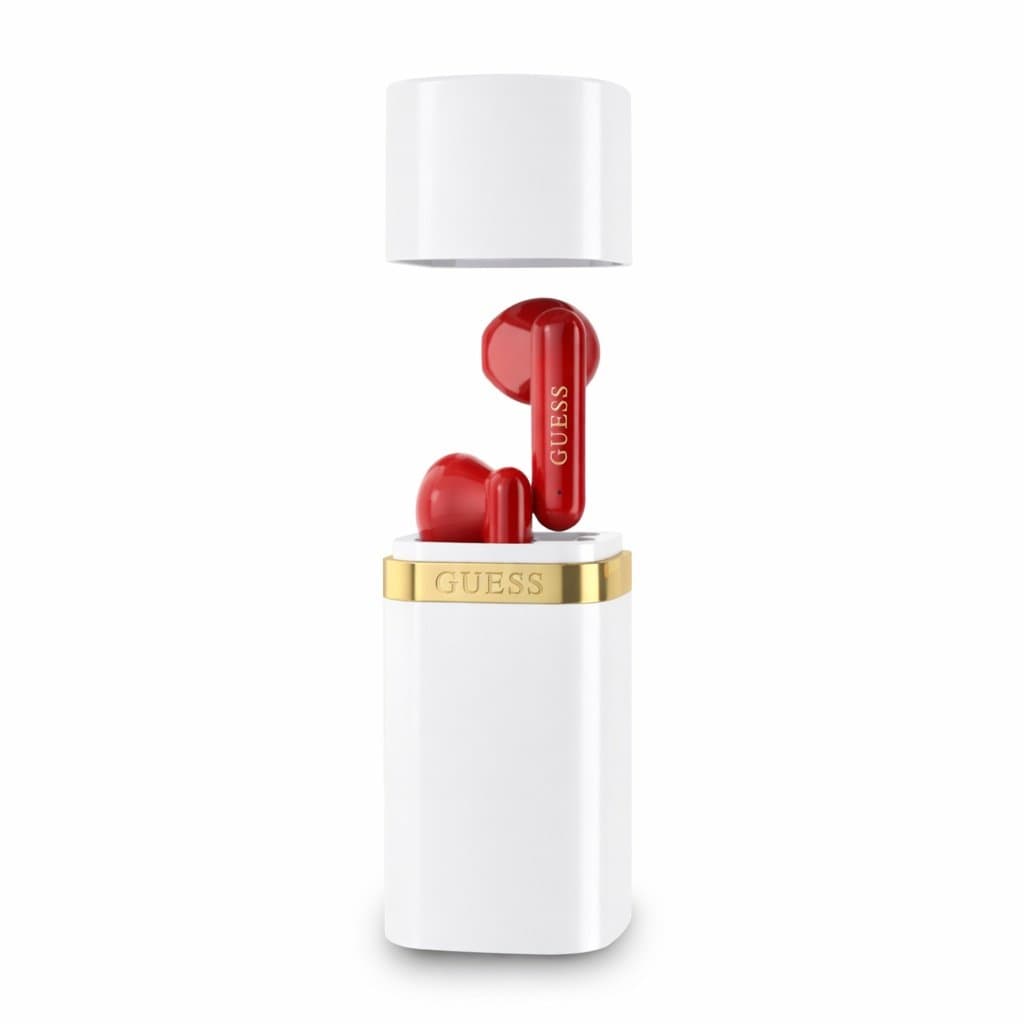 Sluchátka Guess Lipstick Shape TWS bezdrátová bílá