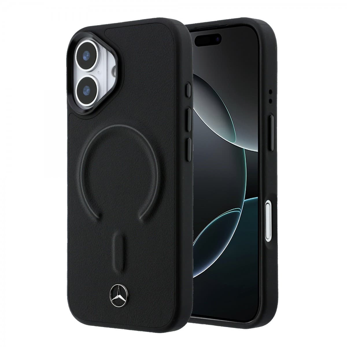 Zadní kryt Mercedes PU Leather 3D MagSafe pro iPhone 17 černý - náhled 1