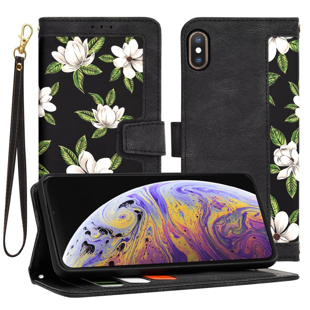 Flipové pouzdro Techsuit FlipCraft iPhone XS Max Flowers of the Dawn - náhled 1
