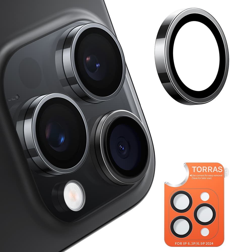 Ochranné sklo na fotoaparát Torras Lensguard iPhone 16 Pro Max černé - náhled 1