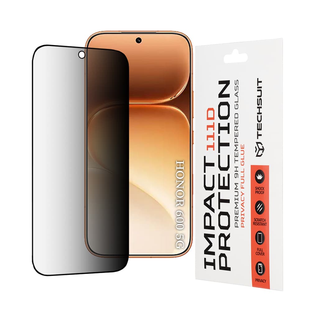 Tvrzené sklo Techsuit 111D Privacy Full Glue Honor 600 Pro černé - náhled 1