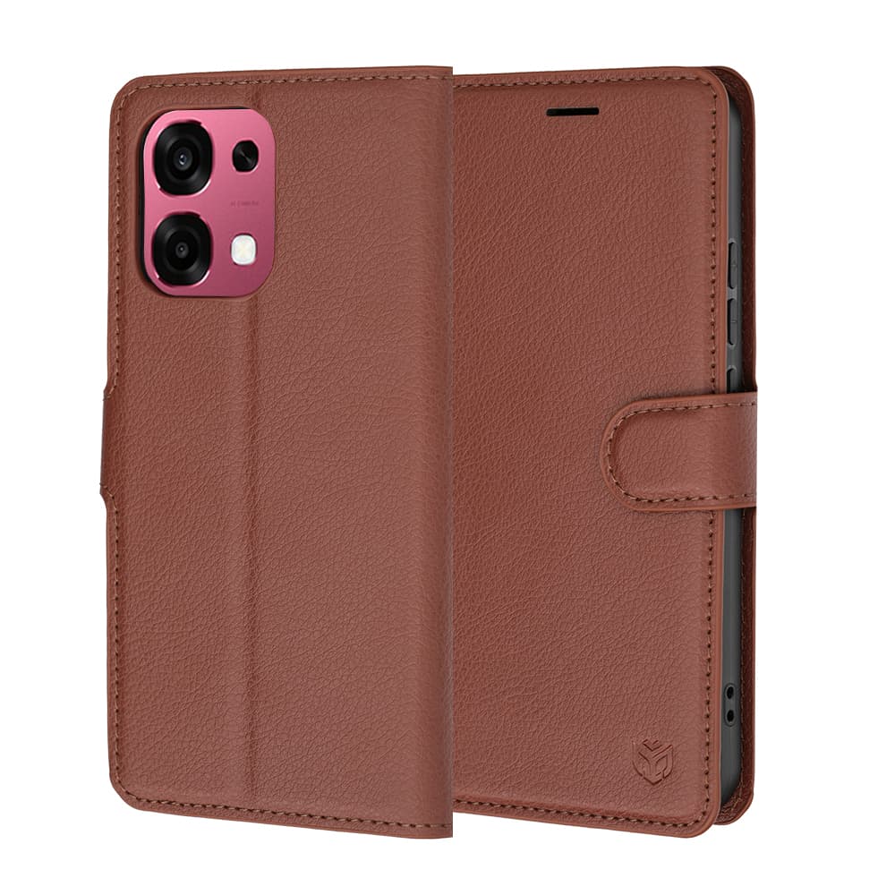 Kožené pouzdro Techsuit Leather Folio pro Oppo A6 Pro hnědé - náhled 1