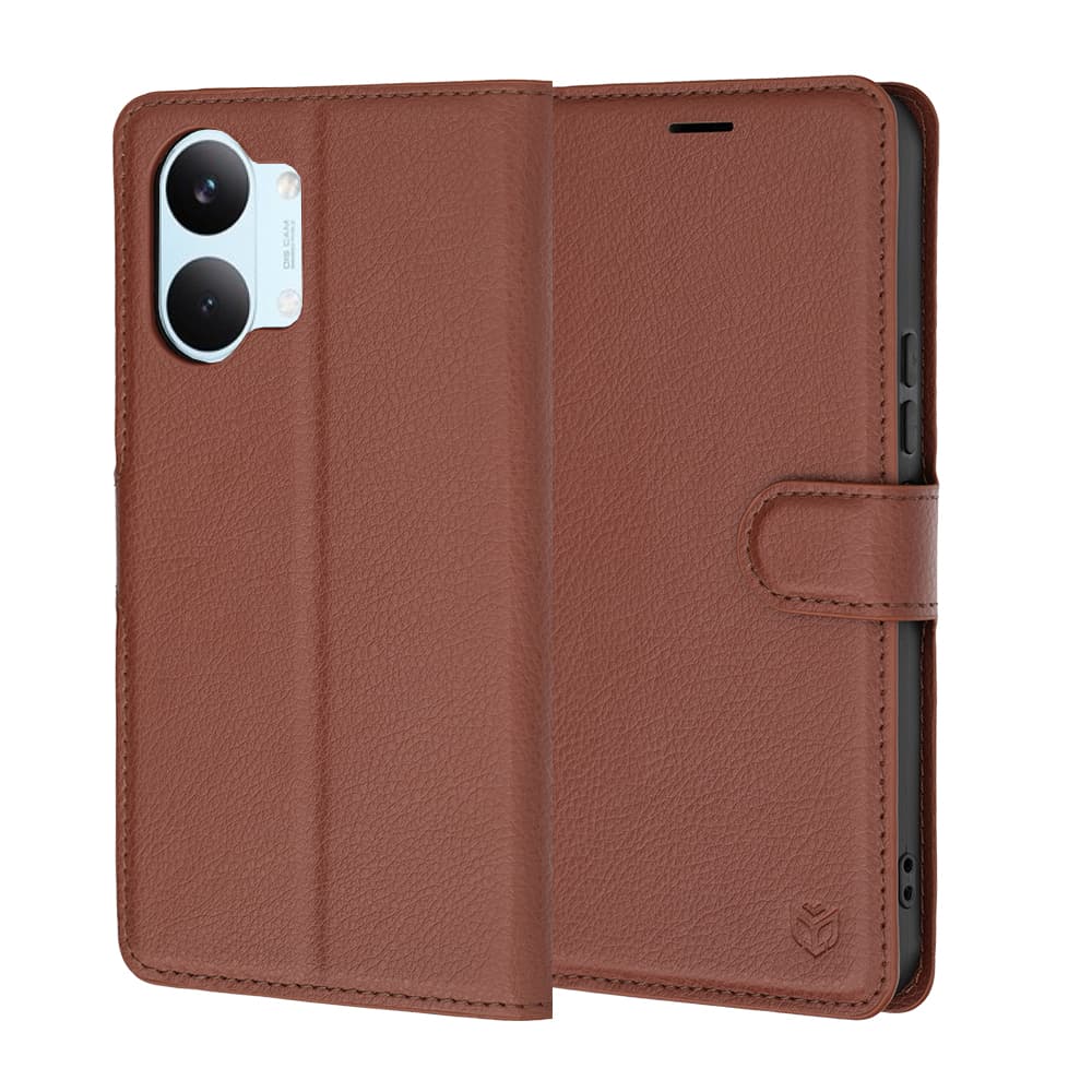 Kožené pouzdro Techsuit Leather Folio pro Xiaomi Poco X8 Pro Max hnědé - náhled 1
