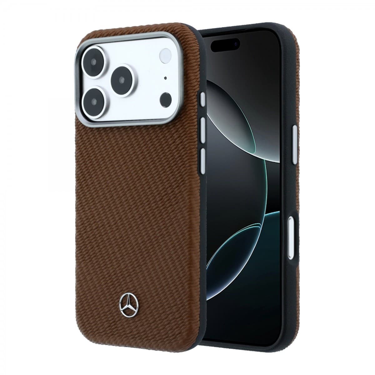 Zadní kryt Mercedes PU Leather Semi Wrap MagSafe pro iPhone 17 Pro Max pískový