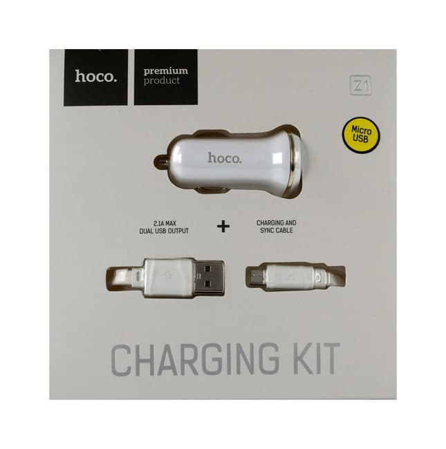 Nabíječka do auta HOCO Z1 micro USB Dual 2.1A bílá 25671