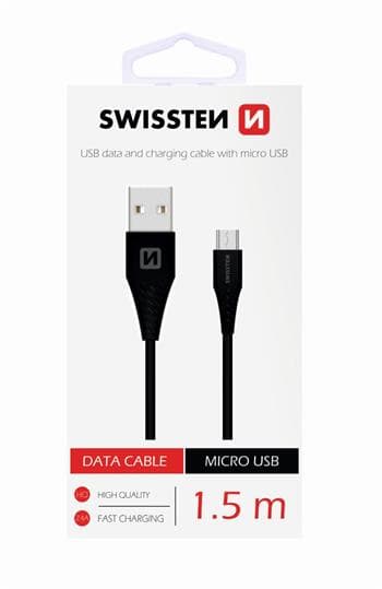 Datový kabel Swissten microUSB 1,5m černý 28984