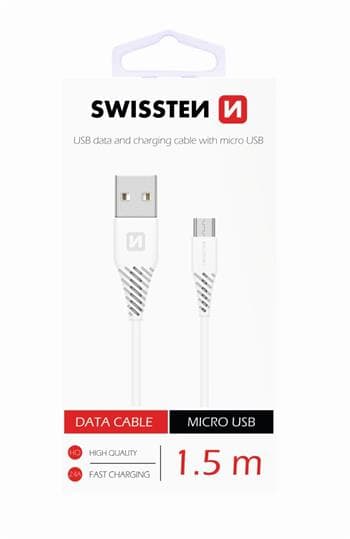 Datový kabel Swissten microUSB 1,5m bílý 28985