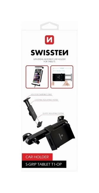 Držák na tablet do auta Swissten S-Grip T1-OP na opěrku hlavy černý 30306 - náhled 1
