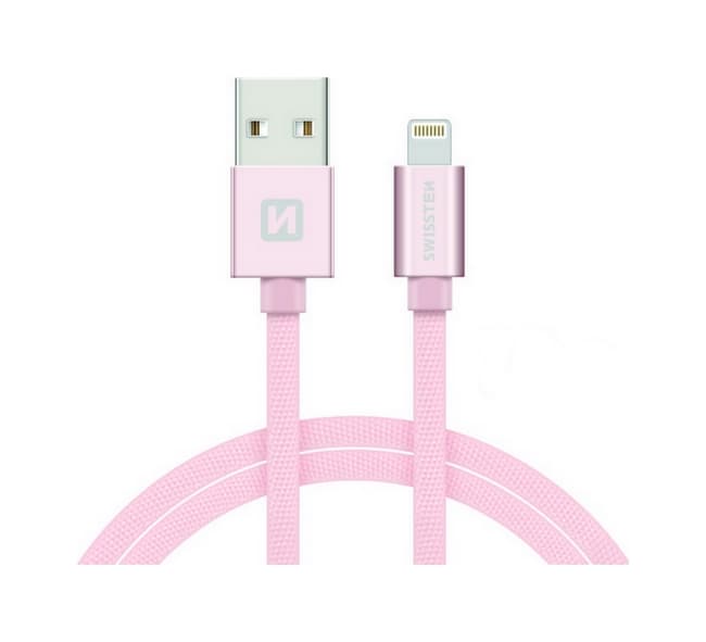 Datový kabel Swissten Lightning pro iPhone 2m růžový 30507