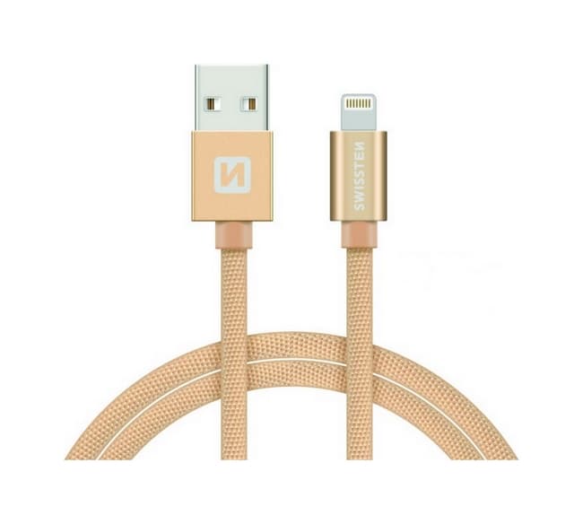 Datový kabel Swissten Lightning pro iPhone 2m zlatý 30511