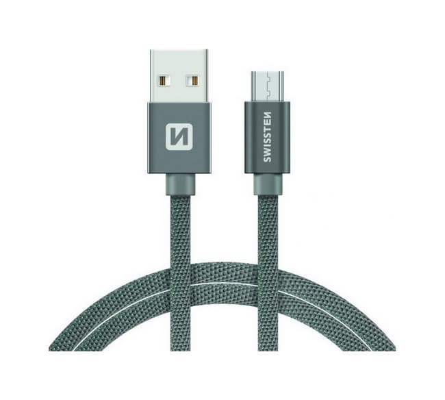 Datový kabel Swissten microUSB 2m šedý 30513