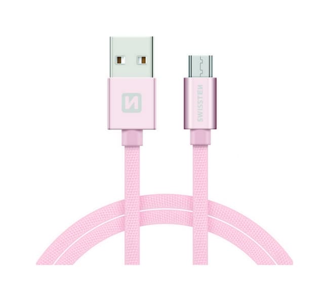 Datový kabel Swissten microUSB 2m růžový 30515
