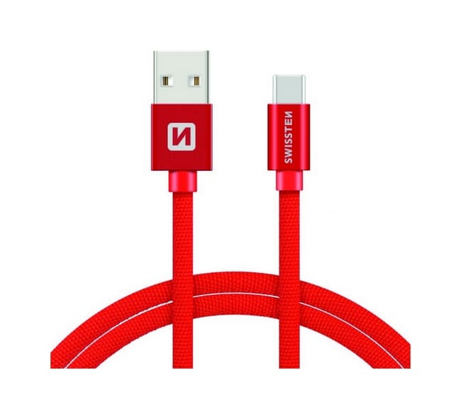 Datový kabel Swissten USB-C (Type-C) 2m červený 30518