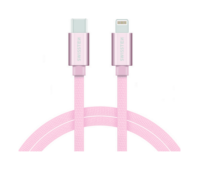 Datový kabel Swissten USB-C / Lightning 1,2m růžový 38134