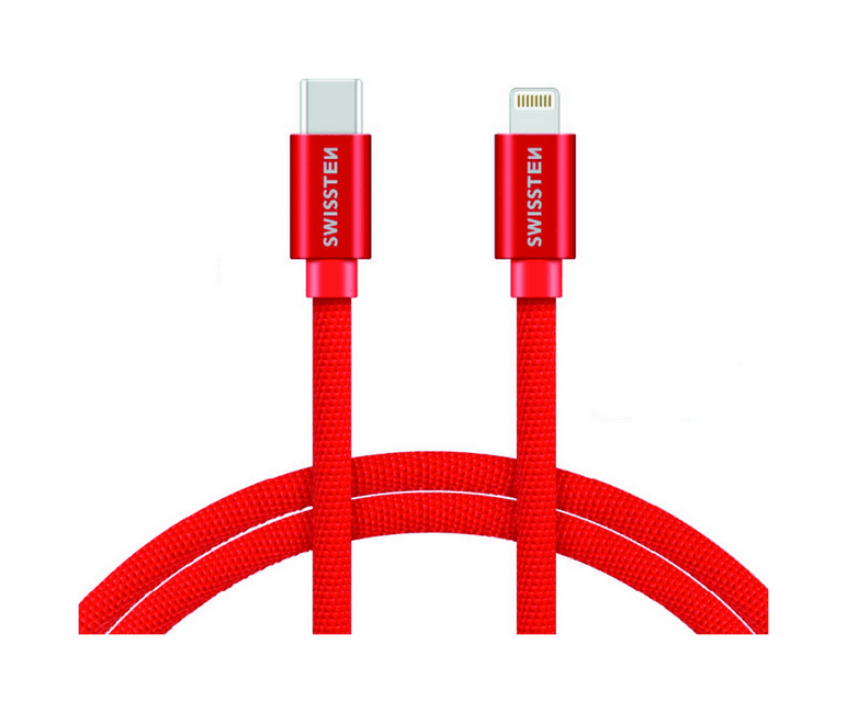 Datový kabel Swissten USB-C / Lightning 1,2m červený 38135