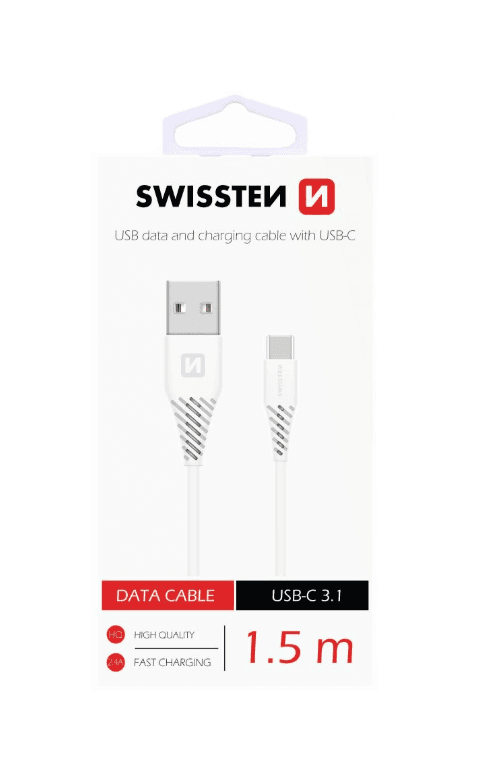 Datový kabel Swissten USB-C (Type-C) 1.5 m bílý 41817