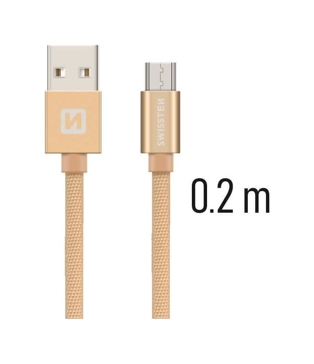 Datový kabel Swissten microUSB 0,2m zlatý 43807