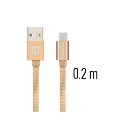 Datový kabel Swissten USB-C (Type-C) 0,2m zlatý 43815