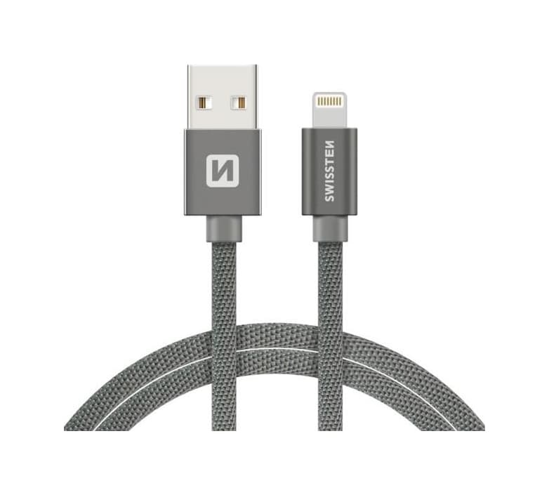 Datový kabel Swissten Lightning 0,2m šedý 43825