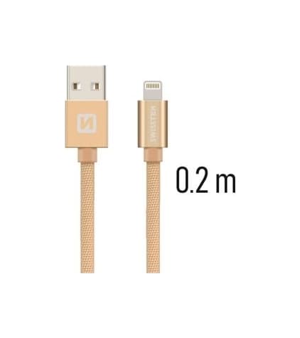 Datový kabel Swissten Lightning 0,2m zlatý 43826