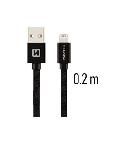 Datový kabel Swissten Lightning 0,2m černý 43829