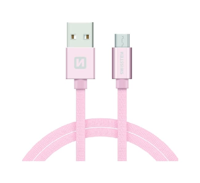 Datový kabel Swissten microUSB 1,2m růžový 44588