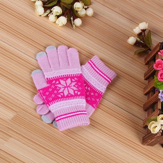 Rukavice TopQ na mobilní telefon Snowflake světle růžové vel. M 46245