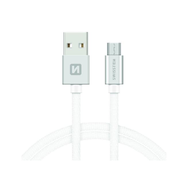 Datový kabel Swissten microUSB 1,2m stříbrný 47726