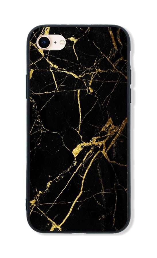 Kryt TopQ LUXURY iPhone SE 2020 pevný Marble černo-zlatý 49249