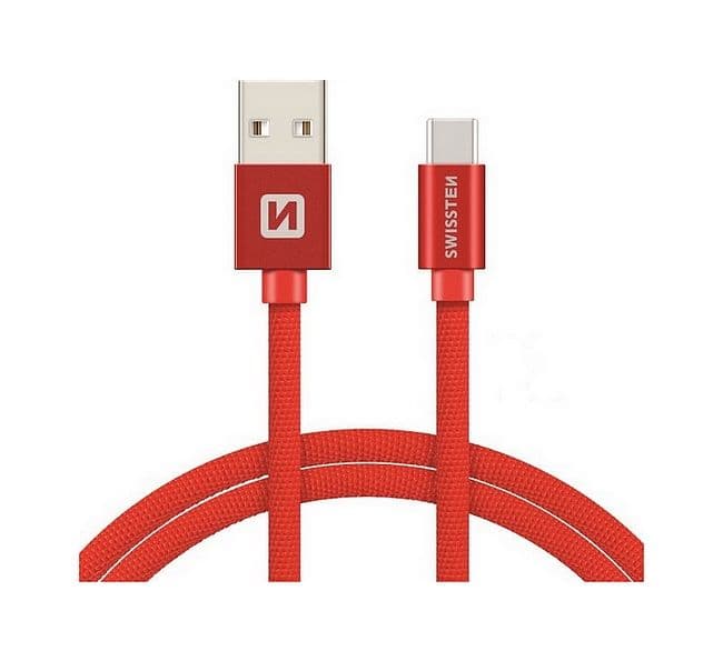 Datový kabel Swissten USB-C (Type-C) 1,2m červený 50791