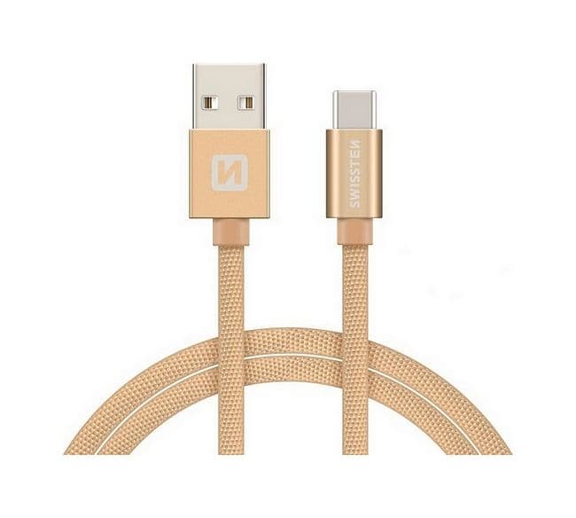 Datový kabel Swissten USB-C (Type-C) 1,2m zlatý 50792
